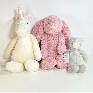 Jellycat Plush Toy Bashful Cat, Unicorn, Bunny